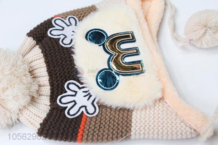 Best Selling Cartoon Knitted Earmuffs Hat For Litter Boy