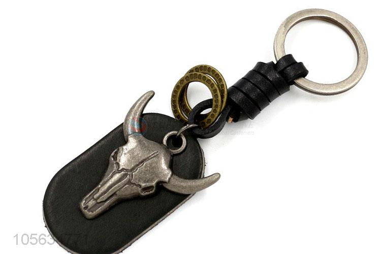 China supplier vintage bull shape alloy key chain matte key ring for men