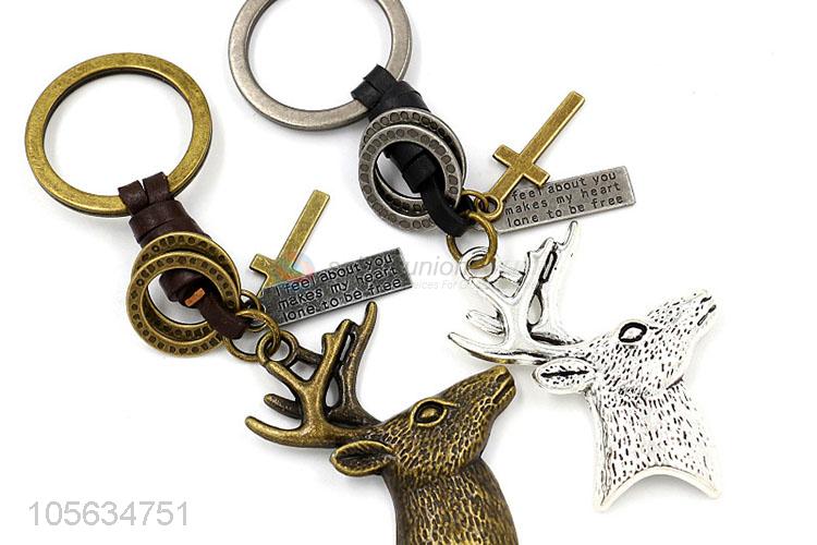 Competitive price men matte zinc alloy sika deer shape key ring key chain