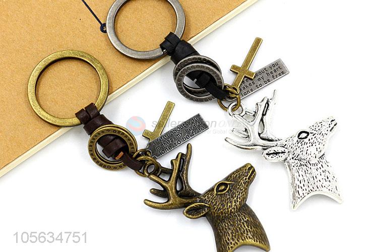 Competitive price men matte zinc alloy sika deer shape key ring key chain