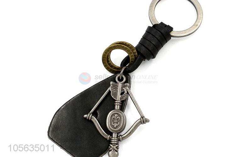 Top sale vintage skull horn shape alloy key chain matte key ring for men