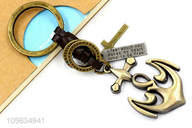 Top quality men favor retro alloy anchor shape key chain key holder