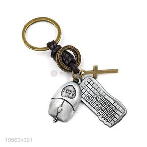 Wholesale vintage keyboard and mouse shape alloy key chain matte key ring for men