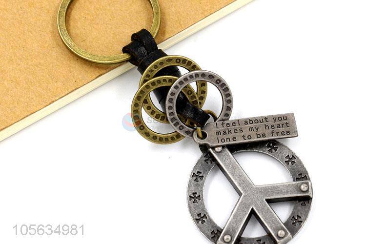 Beset quality men favor retro alloy peace symbol shape key chain key holder