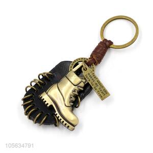 Best sale men vintage matte zinc alloy boot shape key ring key chain