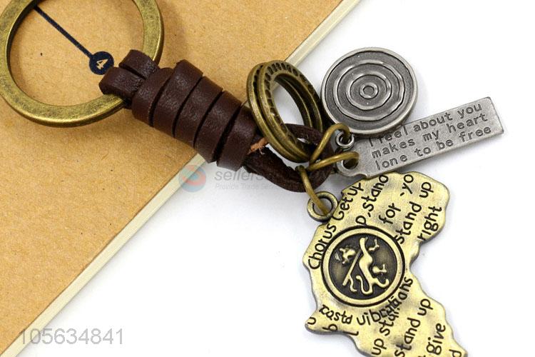 High class retro matte alloy letters charms key ring key holder for men