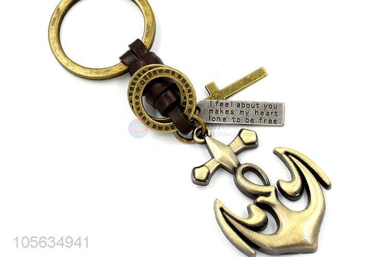 Top quality men favor retro alloy anchor shape key chain key holder