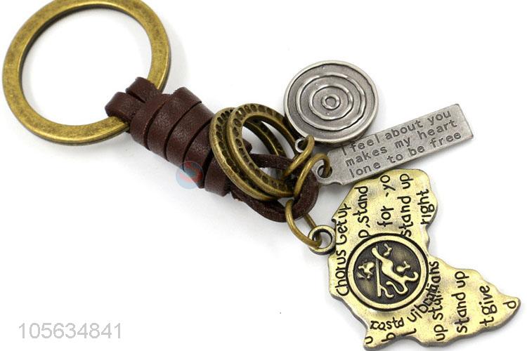 High class retro matte alloy letters charms key ring key holder for men