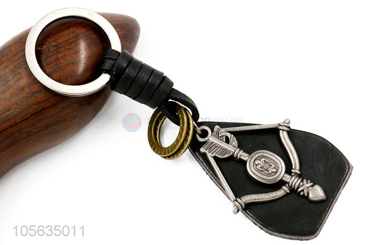 Top sale vintage skull horn shape alloy key chain matte key ring for men