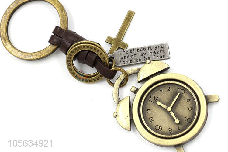 Outstanding quality matte alloy alarm clock shape key ring key holder for men