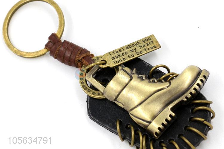 Best sale men vintage matte zinc alloy boot shape key ring key chain