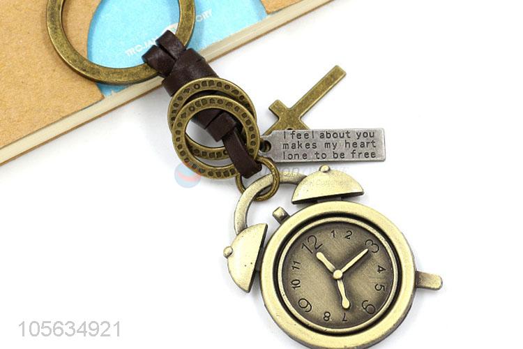 Outstanding quality matte alloy alarm clock shape key ring key holder for men