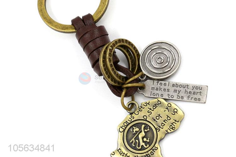 High class retro matte alloy letters charms key ring key holder for men