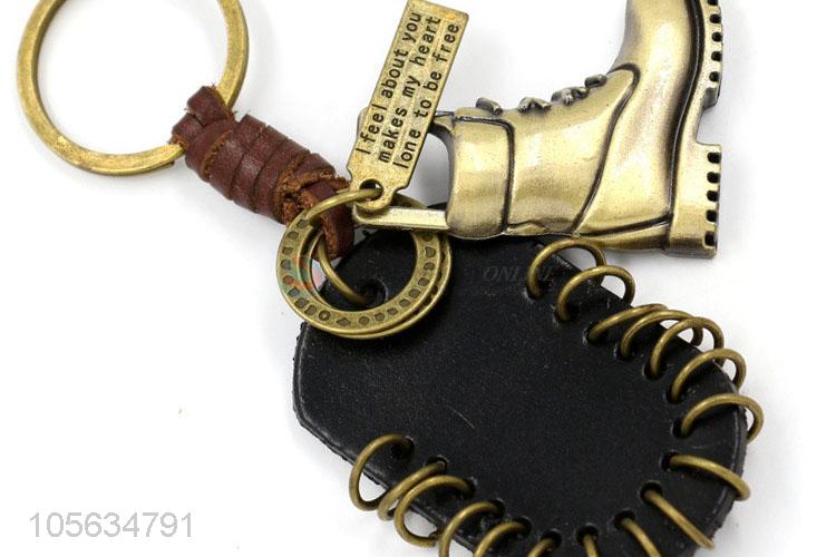 Best sale men vintage matte zinc alloy boot shape key ring key chain