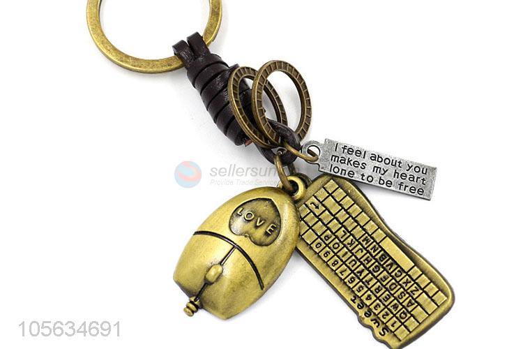 Wholesale vintage keyboard and mouse shape alloy key chain matte key ring for men