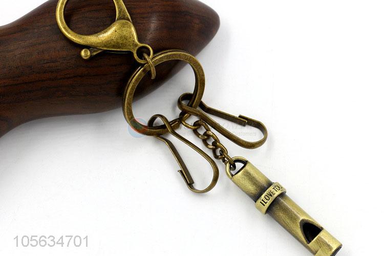 Promotional men favor retro alloy whistle shape key chain key holder