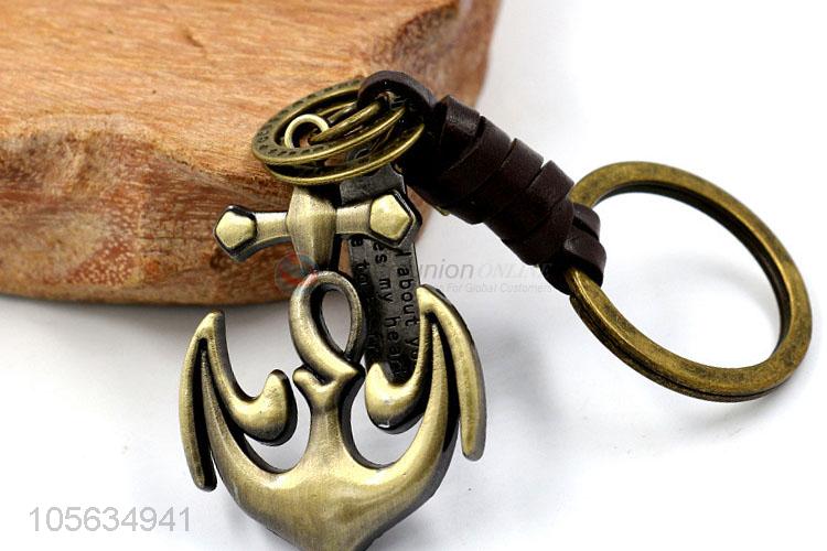 Top quality men favor retro alloy anchor shape key chain key holder