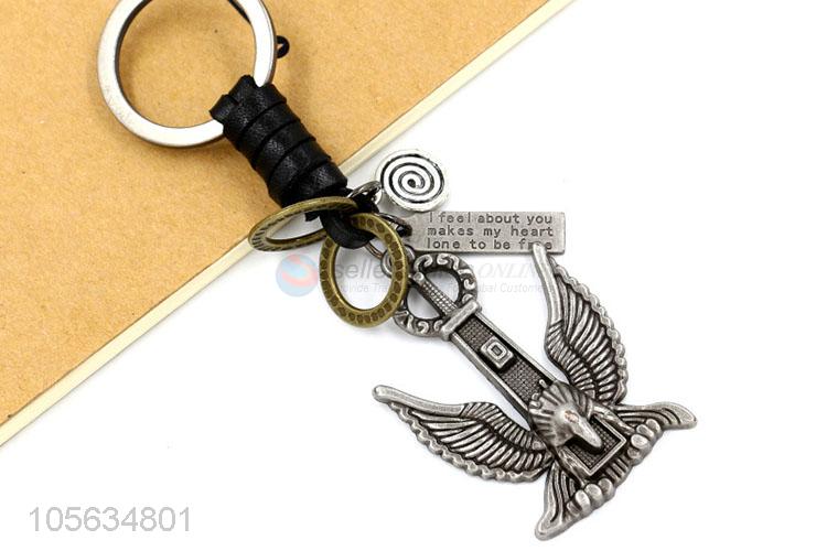 High quality retro matte alloy eagle shape key ring key holder for men