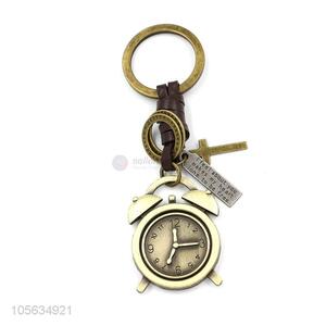 Outstanding quality matte alloy alarm clock shape key ring key holder for men