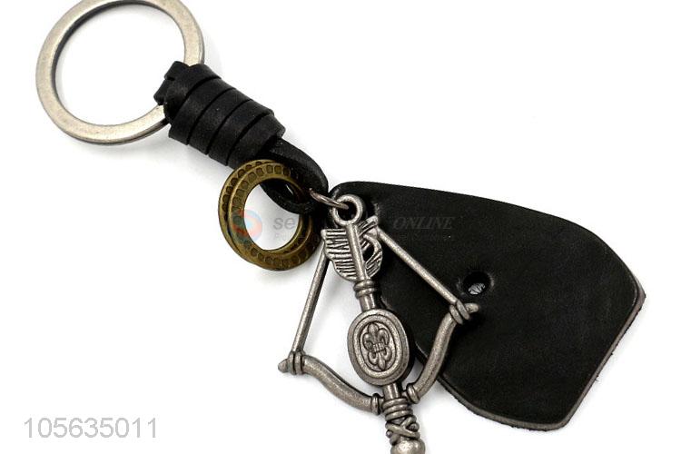 Top sale vintage skull horn shape alloy key chain matte key ring for men