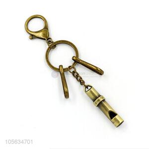 Promotional men favor retro alloy whistle shape key chain key holder