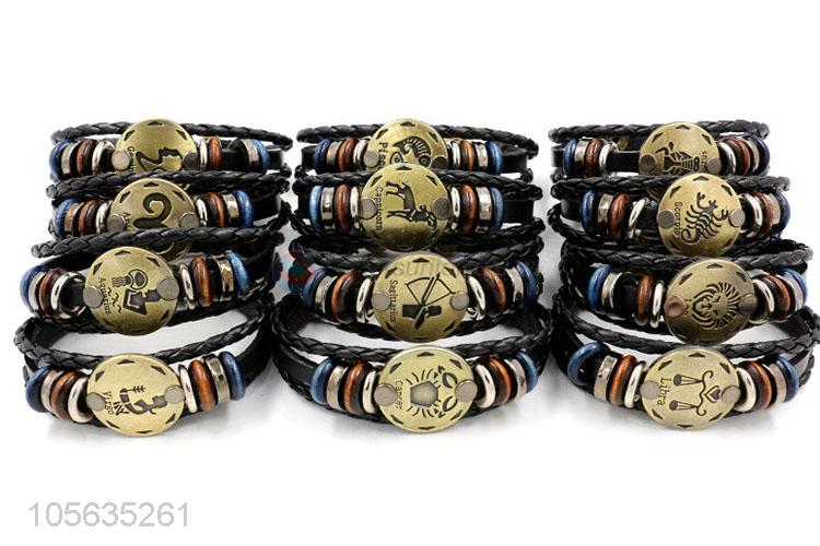 Top selling fashion charm custom men braided leather handmade bracelet