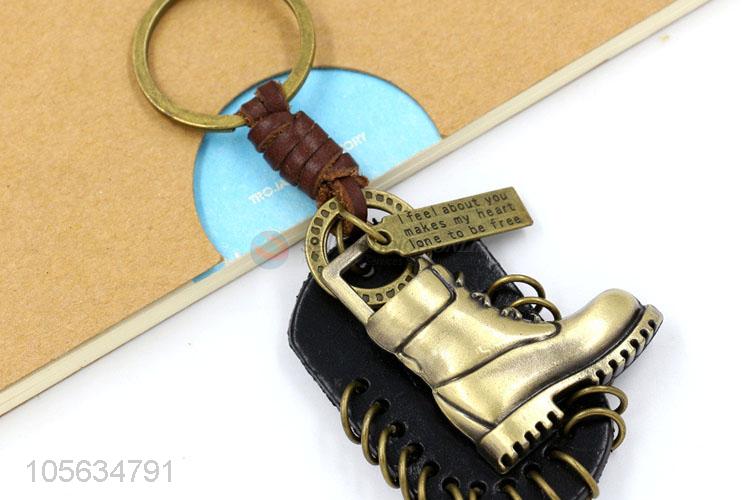 Best sale men vintage matte zinc alloy boot shape key ring key chain