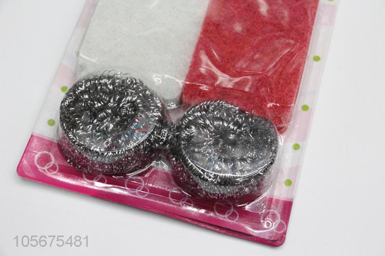 Competitive price stainless steel wire clean ball and scrubbing sponges set