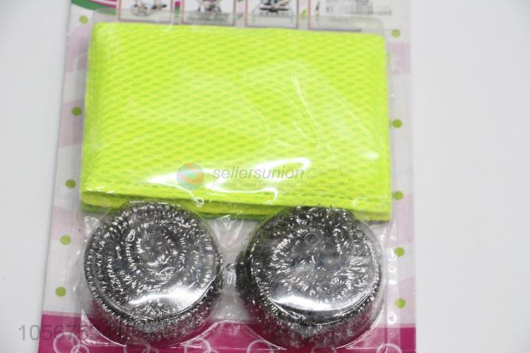 Best selling kitchen supplies steel wire clean ball and scouring pad set