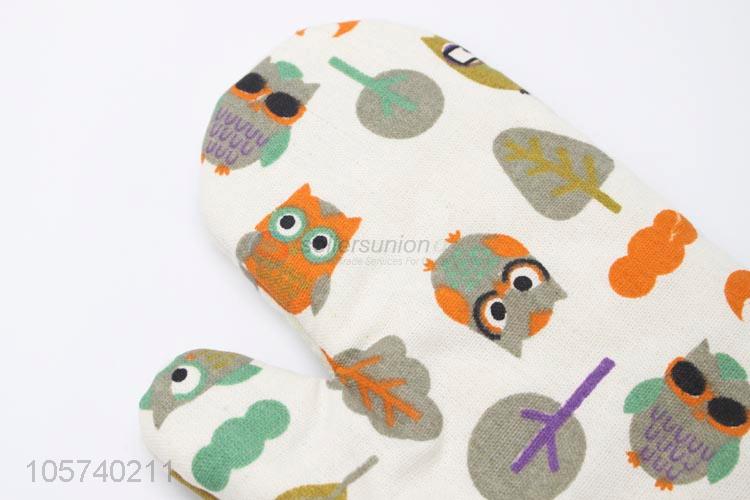 Hot New Products Cartoon Owl Pattern Thickening High Temperature Oven Glove Microwave Oven Mitt