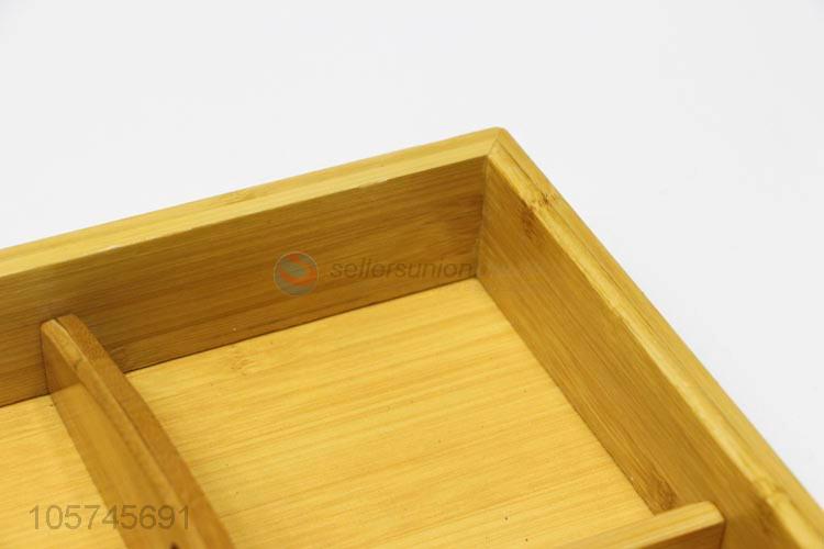 Hot selling 4 grids bamboo serving tray food tray with handles