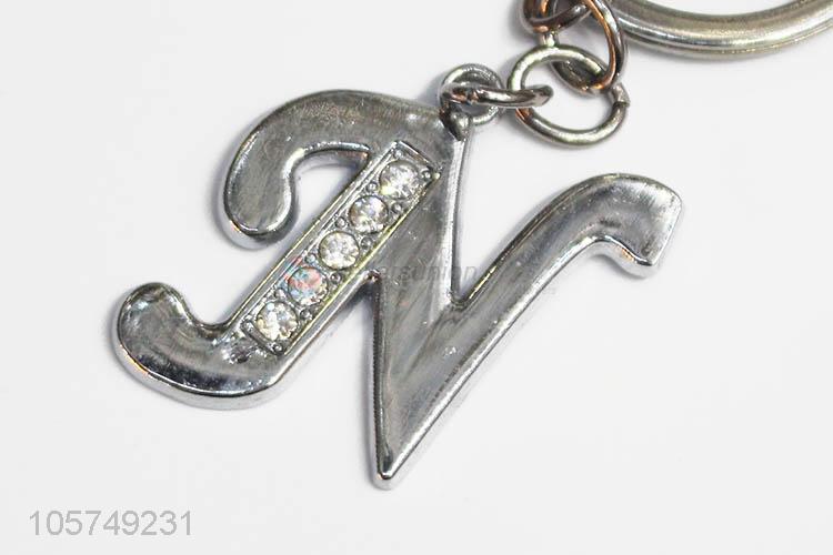 Top manufacturer letter N shape zinc alloy key chains metal keyrings