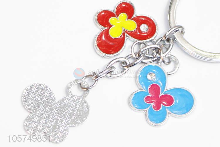 Wholesale custom butterfly shape zinc alloy key chains enamel metal keyrings