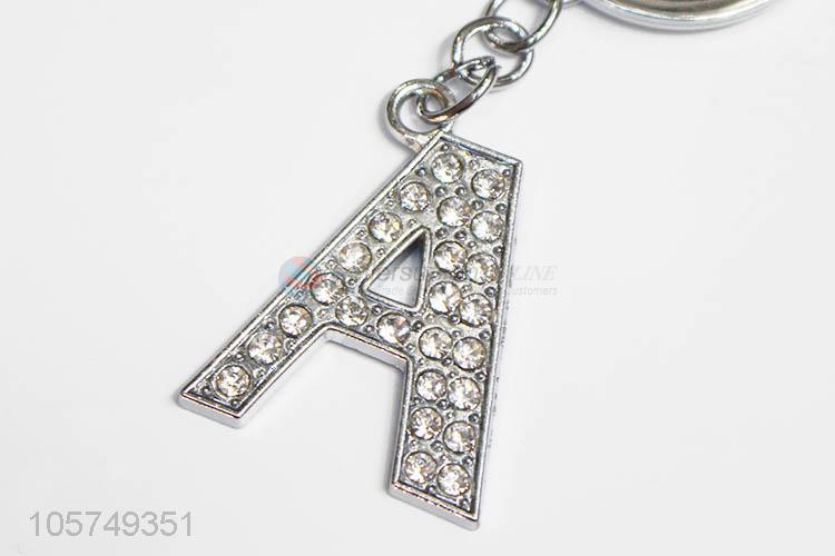 China wholesale letter A shape zinc alloy key chains metal keyrings