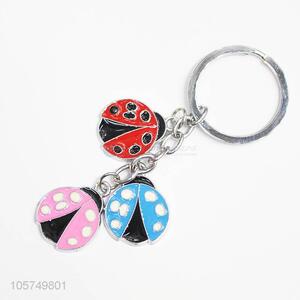 Cheap wholesale ladybird shape zinc alloy key chains enamel metal keyrings