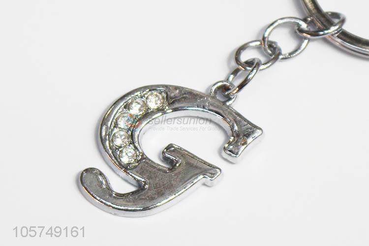 Competitive price letter G shape zinc alloy keyrings metal key chain