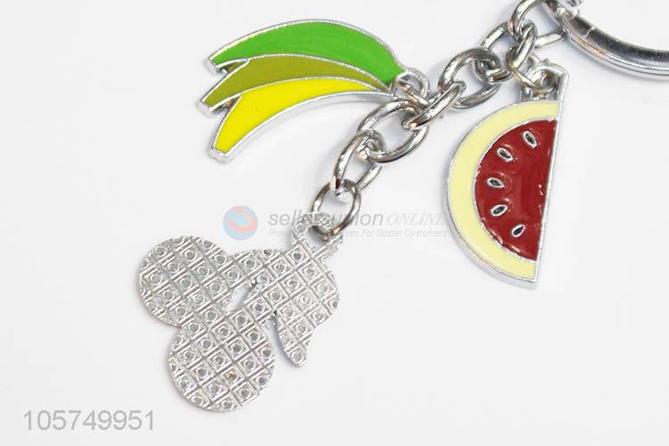 Factory customized fruit shape zinc alloy key chains enamel metal keyrings