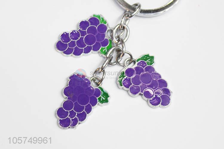 China wholesale grape shape zinc alloy key chains enamel metal keyrings