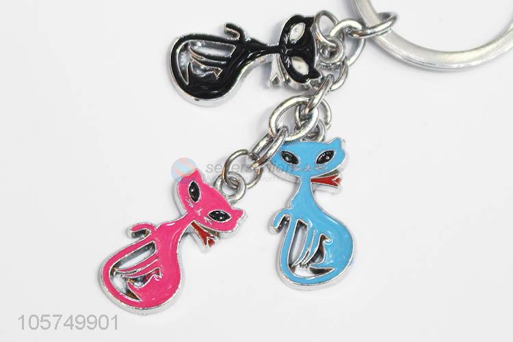 Cheap new fox shape zinc alloy key chains enamel metal keyrings