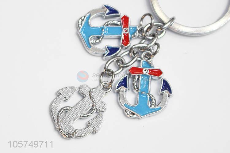 Best selling anchor shape zinc alloy key chains enamel metal keyrings