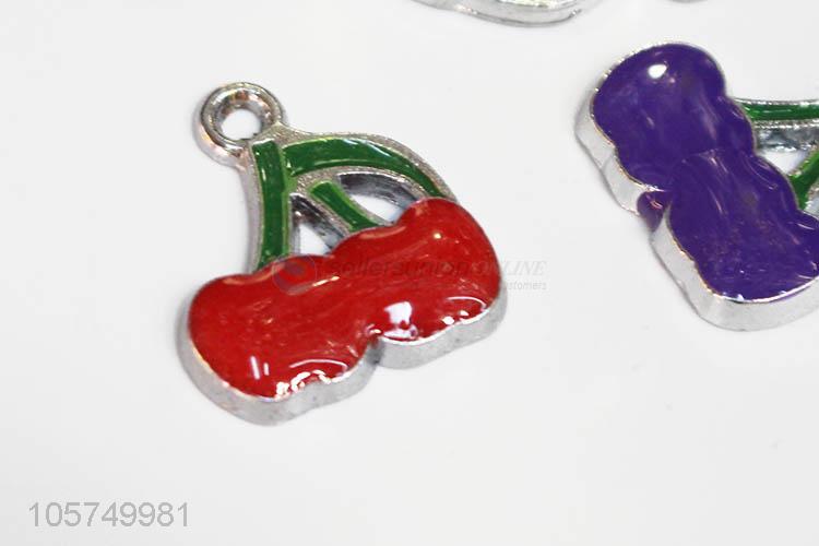 Promotional custom zinc alloy key chain enamel cherry charms diy pendant