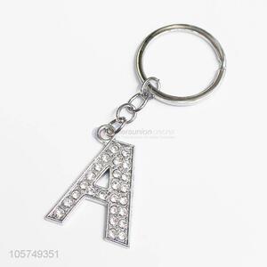 China wholesale letter A shape zinc alloy key chains metal keyrings