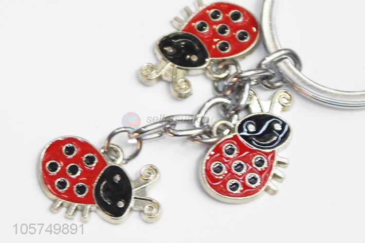 Superior quality ladybird shape zinc alloy key chains enamel metal keyrings