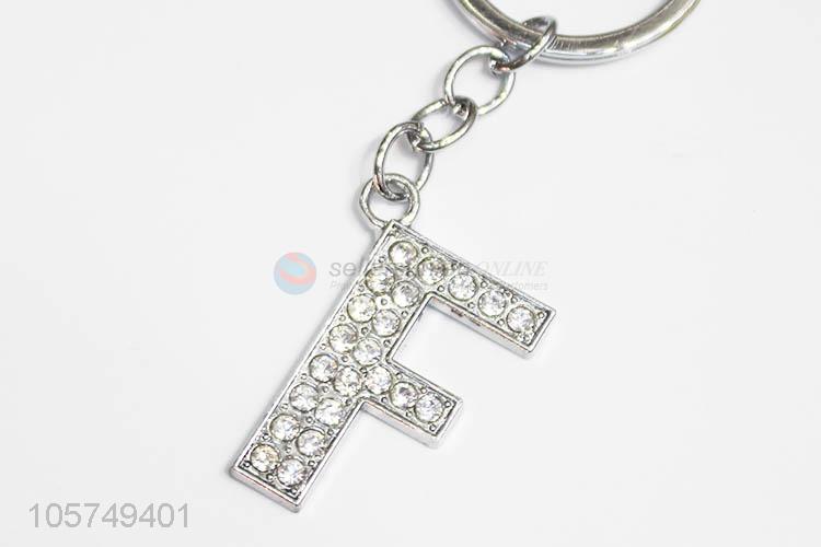 Top sale letter F shape zinc alloy keyrings metal key chain