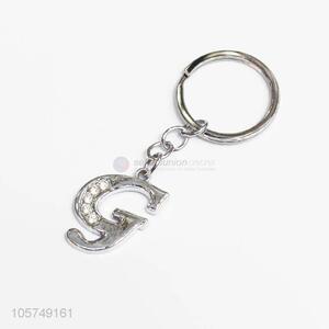 Competitive price letter G shape zinc alloy keyrings metal key chain