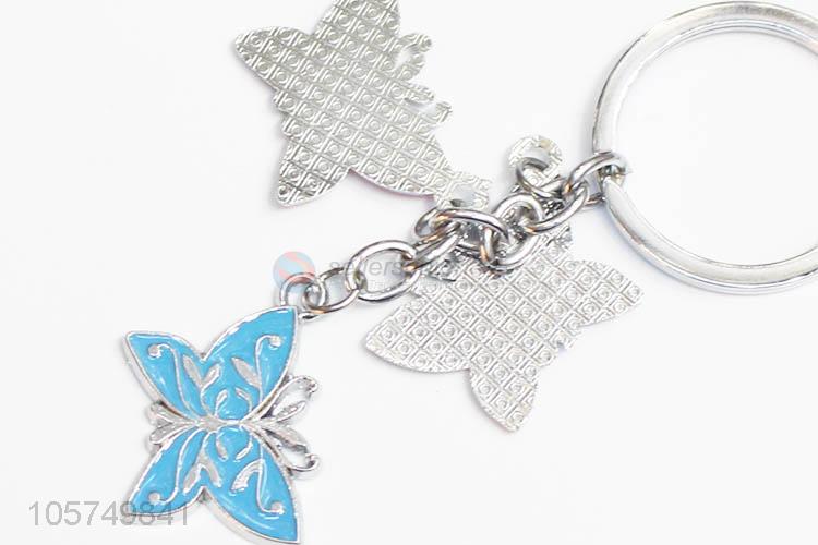 Top manufacturer butterfly shape zinc alloy key chains enamel metal keyrings