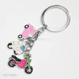 New design motorbike shape zinc alloy key chains enamel metal keyrings