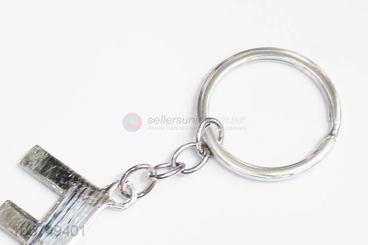 Top sale letter F shape zinc alloy keyrings metal key chain