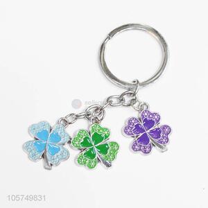 Wholesale four-leaf clover shape zinc alloy key chains enamel metal keyrings