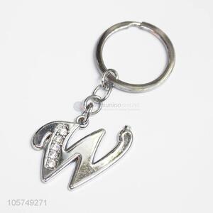 Direct factory supply letter W shape zinc alloy key chains metal keyrings